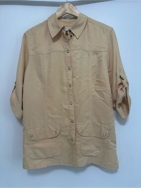 Chico's Beige Utility Shirt Jacket